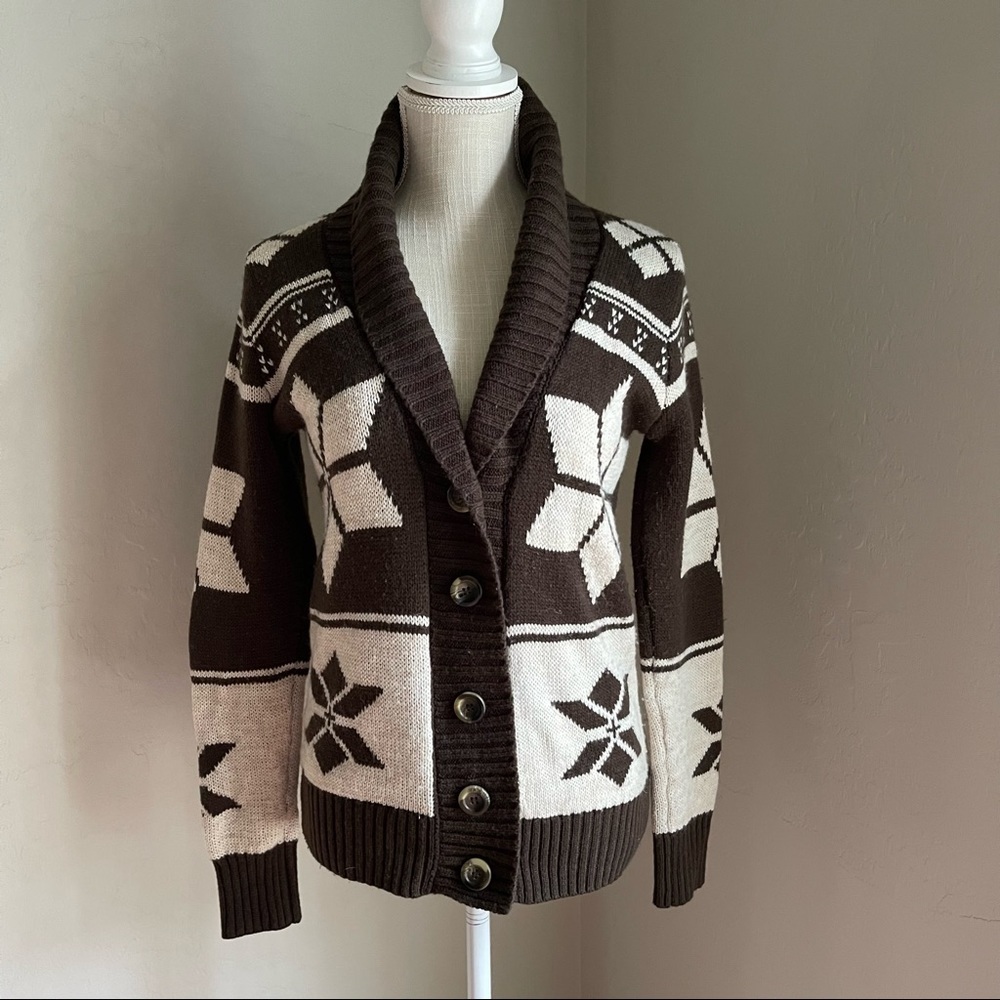 Forever 21 Wool Blend Cardigan in Wester Print Size: S